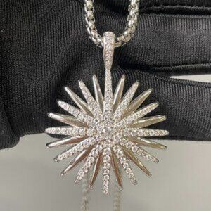 David Yurman Starburst Pendant with Pav?? Sterling Silver Necklace